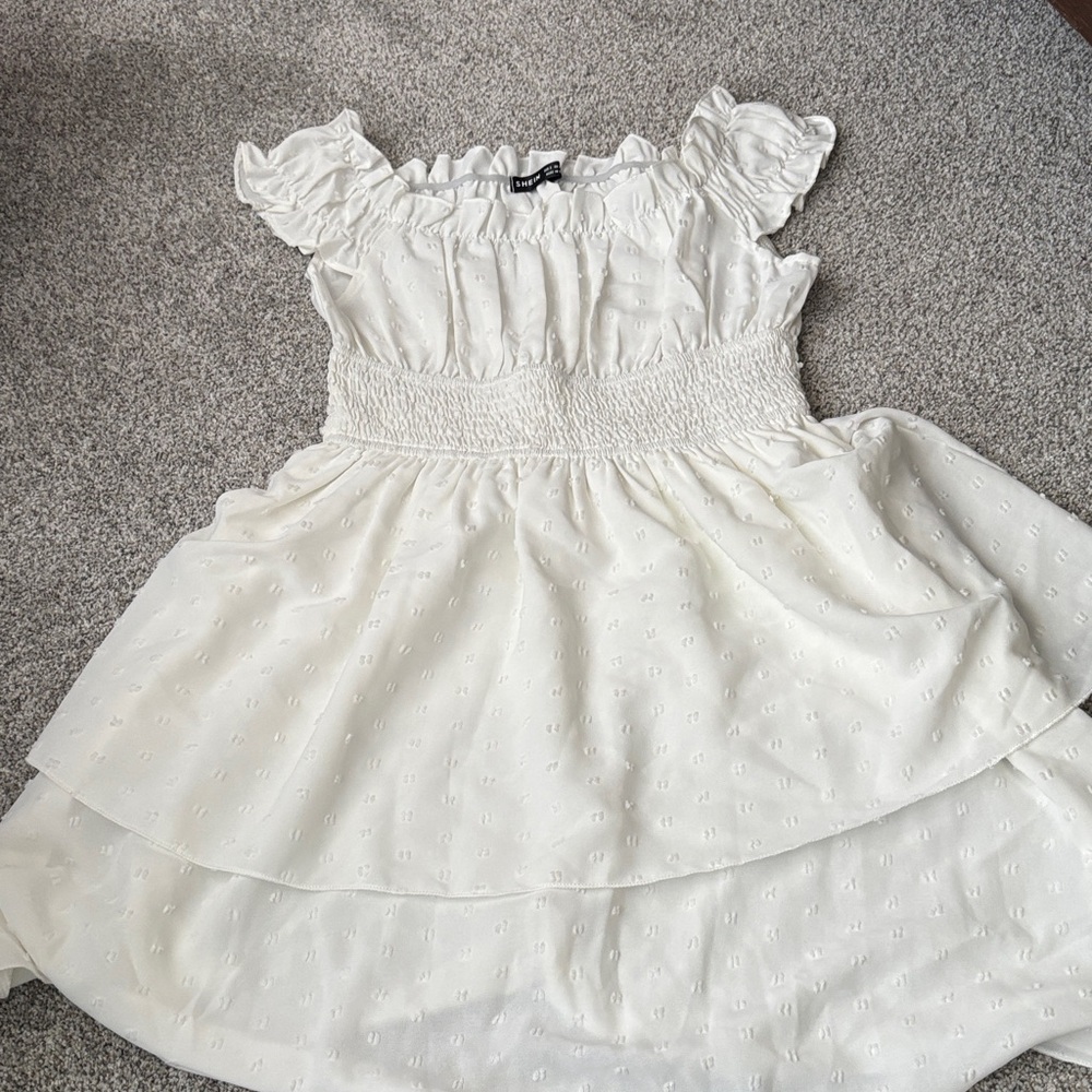 SHEIN White Ruffle Mini Dress